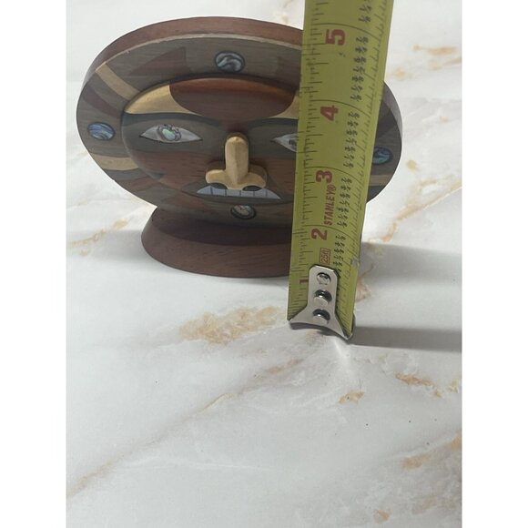 Wooden Inlay Sun Face figurine - Picture 8 of 10